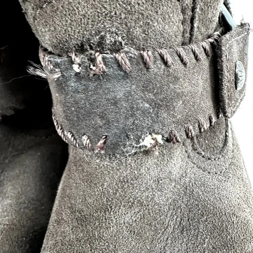 UGG Cedric Winter Boots Twinface Sheepskin Leather Cuffed Buckle Dark Brown 6